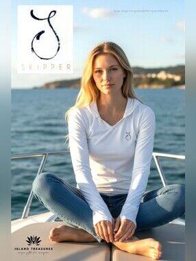 Reel Skipper Size XS White Soft Luxe Strech Fabric V-Neck Hoodie With Thumbholes